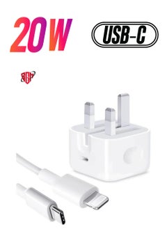 MFi Certified‘ iPhone 20W Charger Plug and 2M USB C to Lightning Cable PD Fast Charger USB C Plug Data Lead Compatible with iPhone 14/14 Plus/14 Pro/14 Pro Max/13/12/11/11 Pro/XS Max/XR/X/8/7/iPad