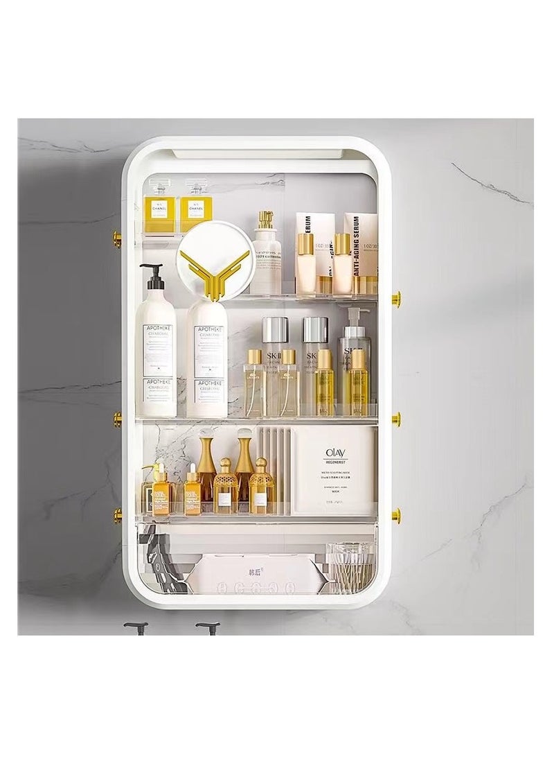 Generic Makeup Organizer Cosmetic Rack Large Bathroom Shelf for Skin Care Wall Mounted Storage Shelves for Bedroom Bathroom Kitchen Laundry Room No Drilling Needed (White)  - Image 1