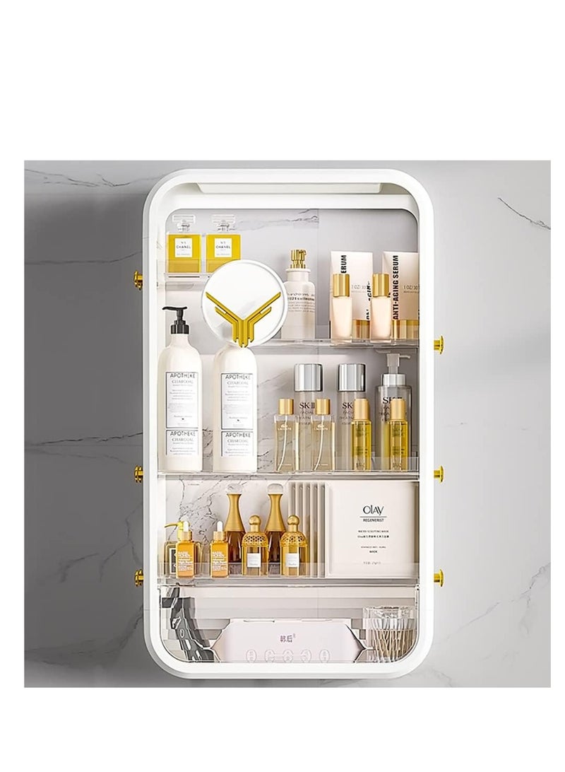 Generic Makeup Organizer Cosmetic Rack Large Bathroom Shelf for Skin Care Wall Mounted Storage Shelves for Bedroom Bathroom Kitchen Laundry Room No Drilling Needed (White)  - Image 3