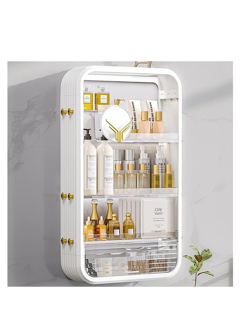 Generic Makeup Organizer Cosmetic Rack Large Bathroom Shelf for Skin Care Wall Mounted Storage Shelves for Bedroom Bathroom Kitchen Laundry Room No Drilling Needed (White)  - Image 4