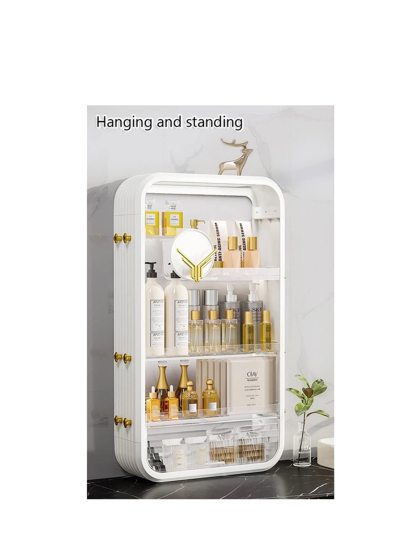 Generic Makeup Organizer Cosmetic Rack Large Bathroom Shelf for Skin Care Wall Mounted Storage Shelves for Bedroom Bathroom Kitchen Laundry Room No Drilling Needed (White)  - Image 5