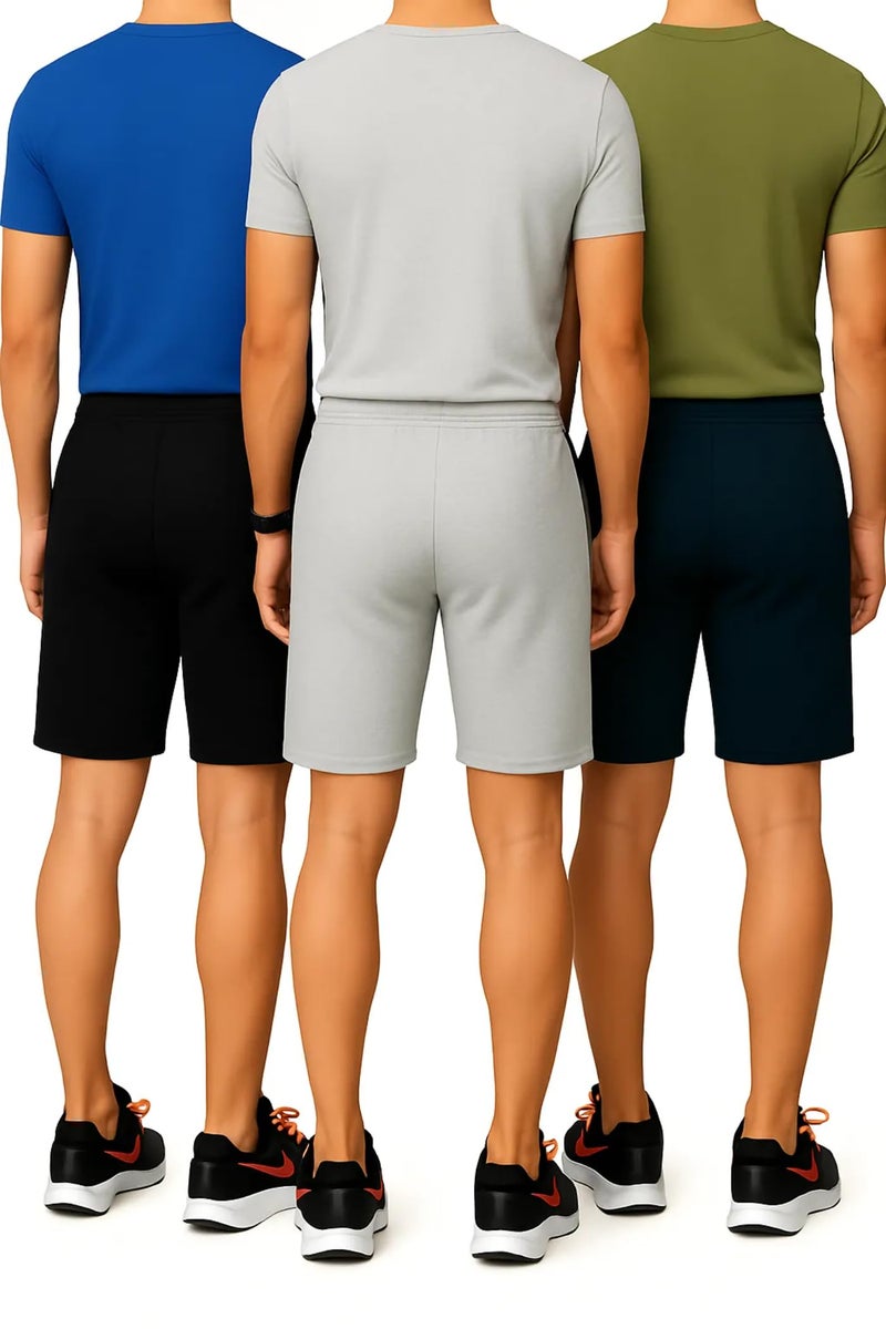 THE BLAZZE Men's Cotton Casual Night Zip Pocket Bermuda Shorts Man Men Combo Pack of 3 R001 VB4 Black 2XL - Image 2