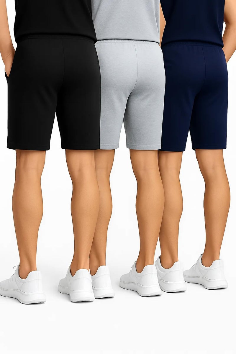 THE BLAZZE Men's Cotton Casual Night Zip Pocket Bermuda Shorts Man Men Combo Pack of 3 R001 VB4 Black 2XL - Image 4