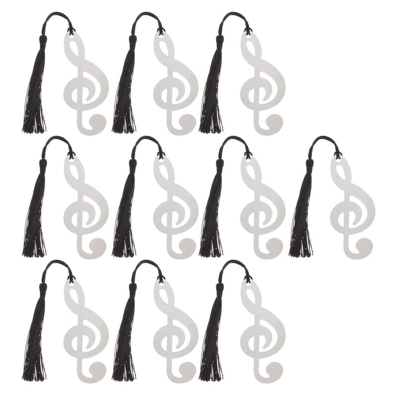 10pcs Musical Note Metal Bookmarks With Tassel Decorative Lightweight Practical Reading Accessories - Image 2