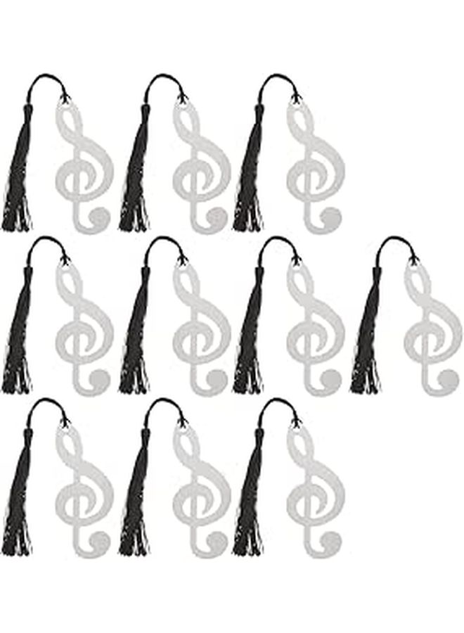 10pcs Musical Note Metal Bookmarks With Tassel Decorative Lightweight Practical Reading Accessories - Image 1