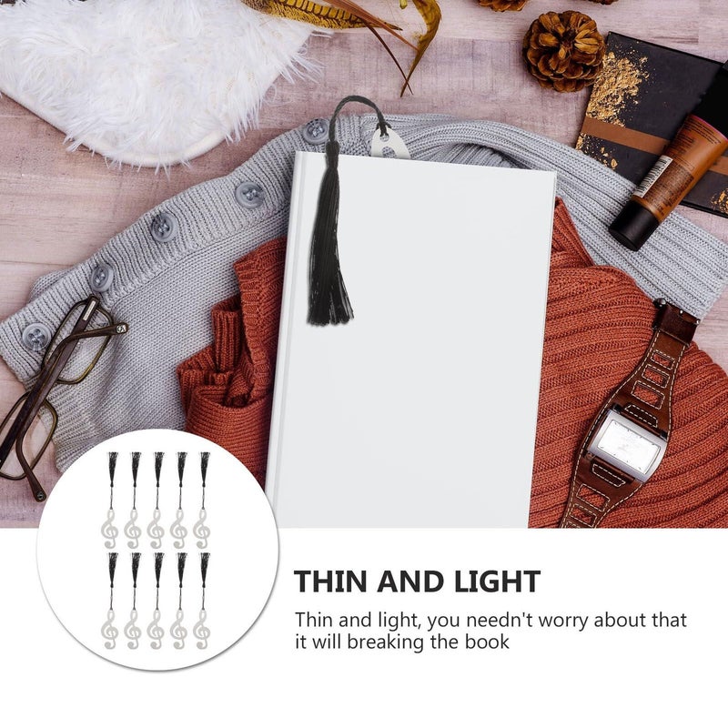 10pcs Musical Note Metal Bookmarks With Tassel Decorative Lightweight Practical Reading Accessories - Image 4