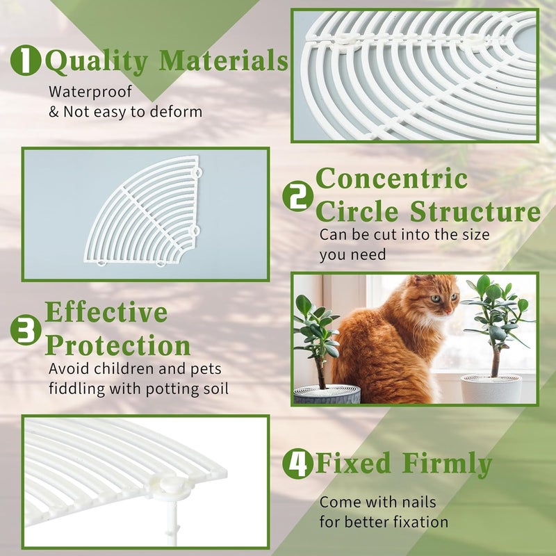 Sawysine 3 Pcs Plant Pot Cover Plant Protector from Animal Plant Pot Grid with Center Cutout Flower Cover Soil Protectors for Plants(11.8 in,White) - Image 5