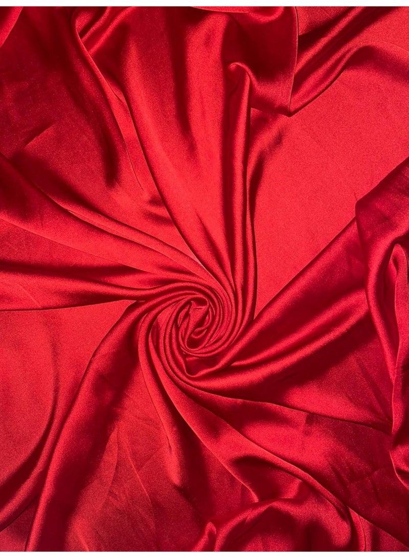 JewelOnPalette Soft Silky Charmeuse Satin Fabric, 45" Wide Soft Material for Cut by The Yard for Dress, Blouse, Shirt, Craft and Embroidery - Red - Image 2