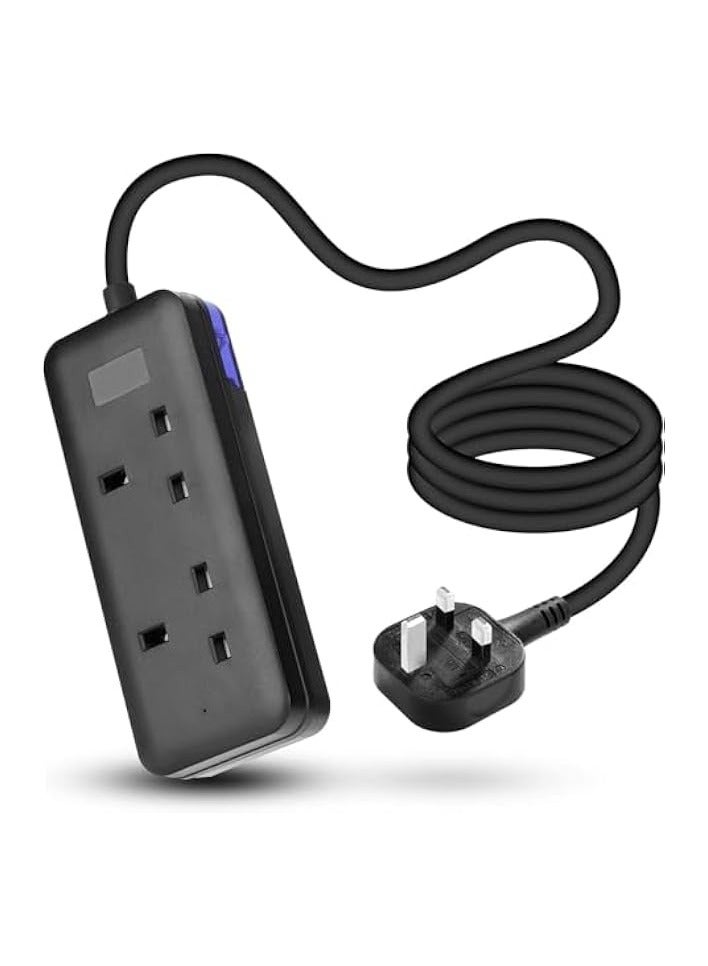 Green Tiger Heavy Duty Extension Lead 2 Sockets Power Strip 3250w 2m Extension Cord Black Power Socket Electrical Connection and Electrical Joints Protector - Image 1