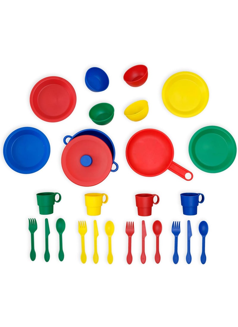 KidKraft KidKraft 27Piece Primary Colored Cookware Set Plastic Dishes and Utensils for Play Kitchens Gift for Ages 18 mo  - Image 1
