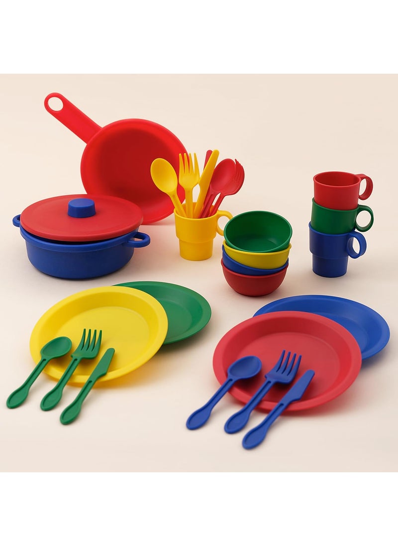 KidKraft KidKraft 27Piece Primary Colored Cookware Set Plastic Dishes and Utensils for Play Kitchens Gift for Ages 18 mo  - Image 2
