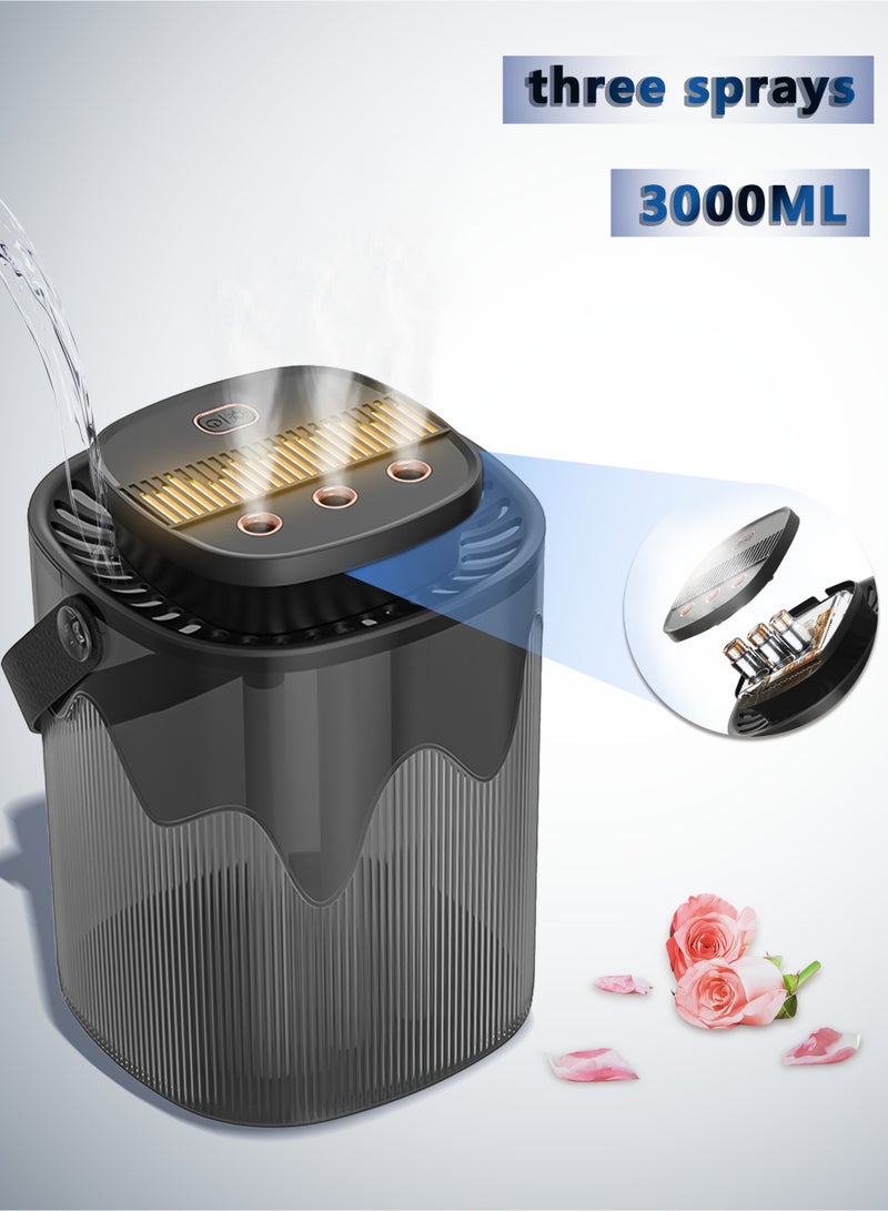 HAOHAN 3L High-Performance Ultrasonic Air Humidifier, Low Decibels, Low Energy Consumption, Intelligent Anti-dry Burning System, Air Filter, Cold Mist 3D Circulation Humidification, Baby Cold Mist Humidifier, One-Key Adjustment, Three Sprays of Maximum Haze up to 300ml/h, up to 24 Hours of Continuous Atomization Output, Can Pour Perfume, with Night Light  - Image 1