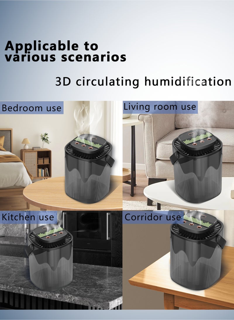 HAOHAN 3L High-Performance Ultrasonic Air Humidifier, Low Decibels, Low Energy Consumption, Intelligent Anti-dry Burning System, Air Filter, Cold Mist 3D Circulation Humidification, Baby Cold Mist Humidifier, One-Key Adjustment, Three Sprays of Maximum Haze up to 300ml/h, up to 24 Hours of Continuous Atomization Output, Can Pour Perfume, with Night Light  - Image 3