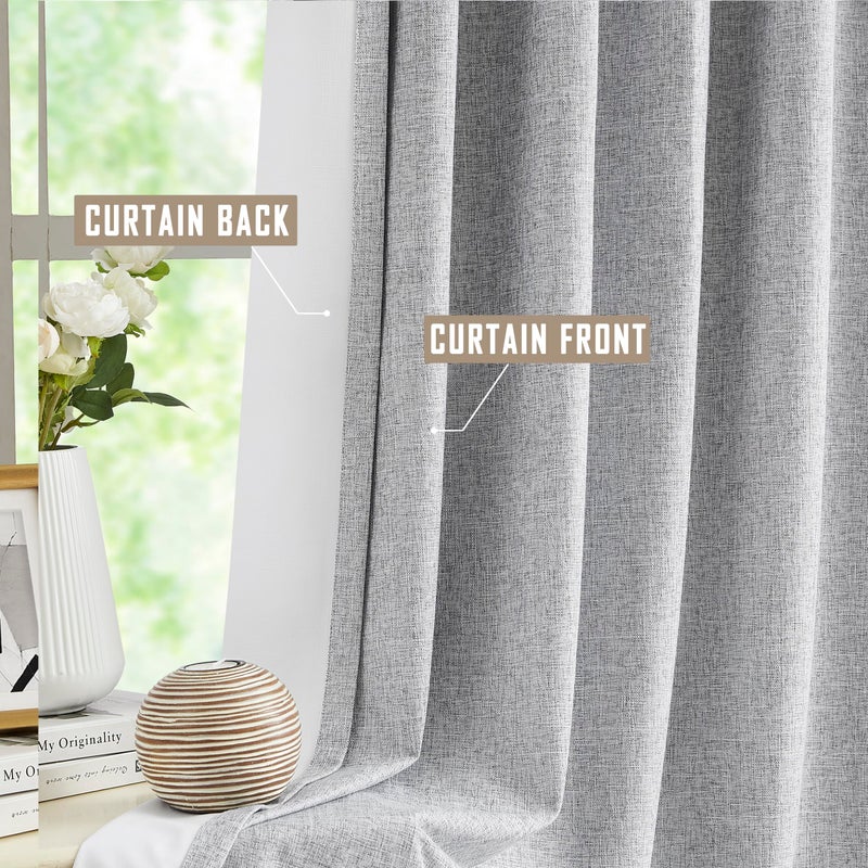 Kayne Studio Full Blackout Grey Linen Textured Pinch Pleated Curtains 84 inch Long for Living Room Thermal Insulating Pinch Pleated Drapes for Traverse Rod and Track 40"" x 84"" Grey 9 Pin Hooks 1 Panel - Image 4