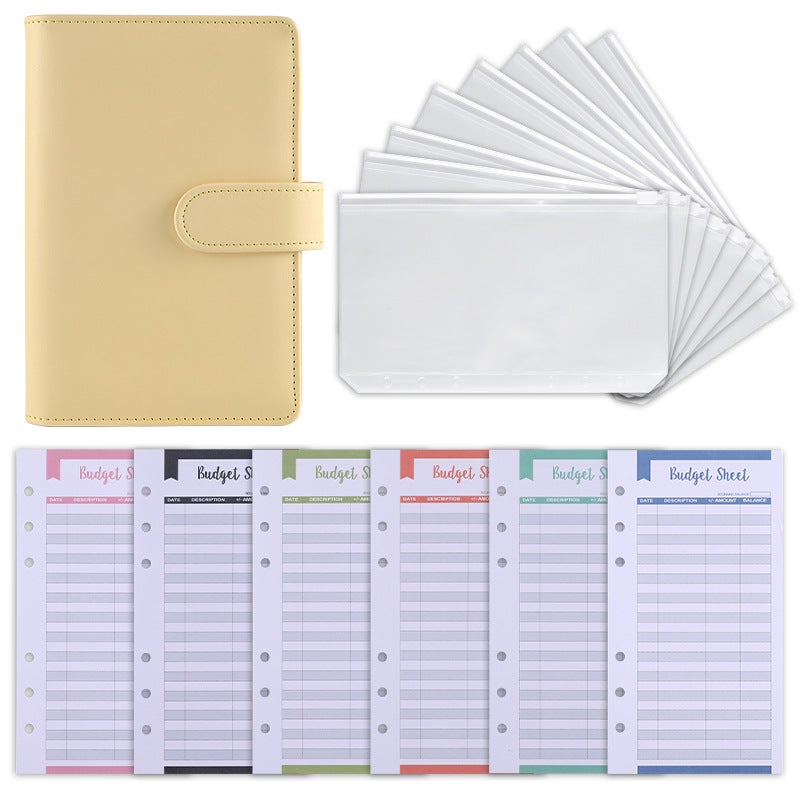 Spot A6 Binder Zipper Bag Macaron Notebook Leather Pu Binder Cash Budget Hand Ledger - Image 1