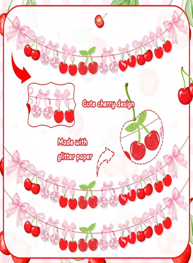 K KUMEED 3 Pcs Cherry Party Decorations,Cherry Garland Decor Cute Cherry Theme Hanging Swirls,Summer Fruit Cherries Party Supplies for Birthday Baby Shower Wedding Bridal Shower - Image 3