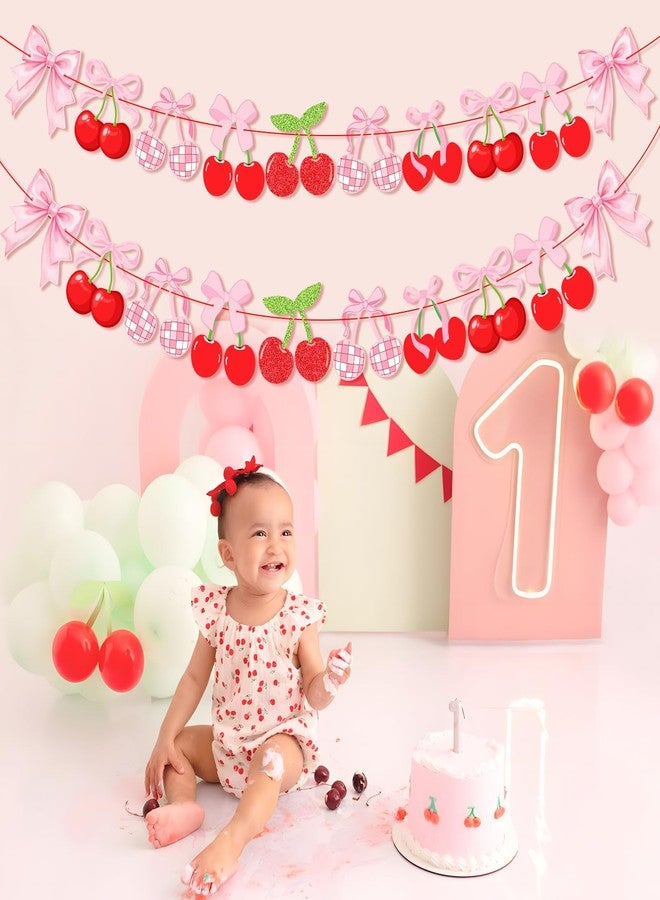 K KUMEED 3 Pcs Cherry Party Decorations,Cherry Garland Decor Cute Cherry Theme Hanging Swirls,Summer Fruit Cherries Party Supplies for Birthday Baby Shower Wedding Bridal Shower - Image 5