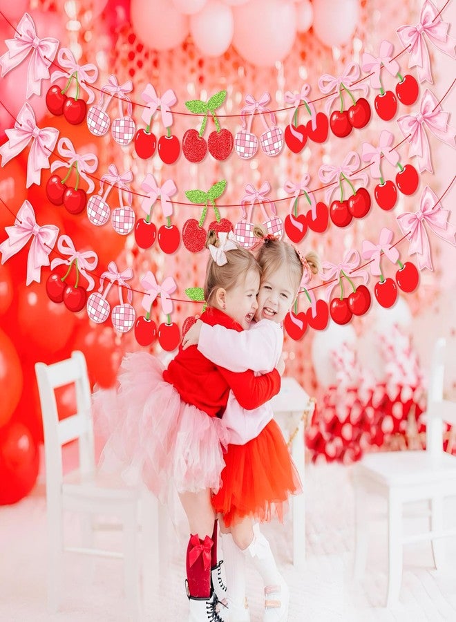 K KUMEED 3 Pcs Cherry Party Decorations,Cherry Garland Decor Cute Cherry Theme Hanging Swirls,Summer Fruit Cherries Party Supplies for Birthday Baby Shower Wedding Bridal Shower - Image 4