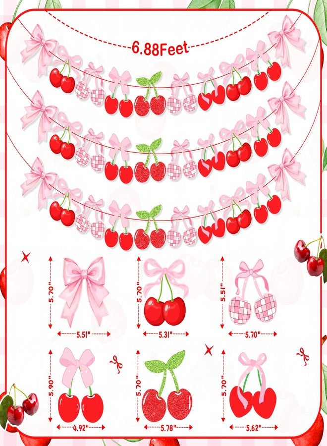 K KUMEED 3 Pcs Cherry Party Decorations,Cherry Garland Decor Cute Cherry Theme Hanging Swirls,Summer Fruit Cherries Party Supplies for Birthday Baby Shower Wedding Bridal Shower - Image 2