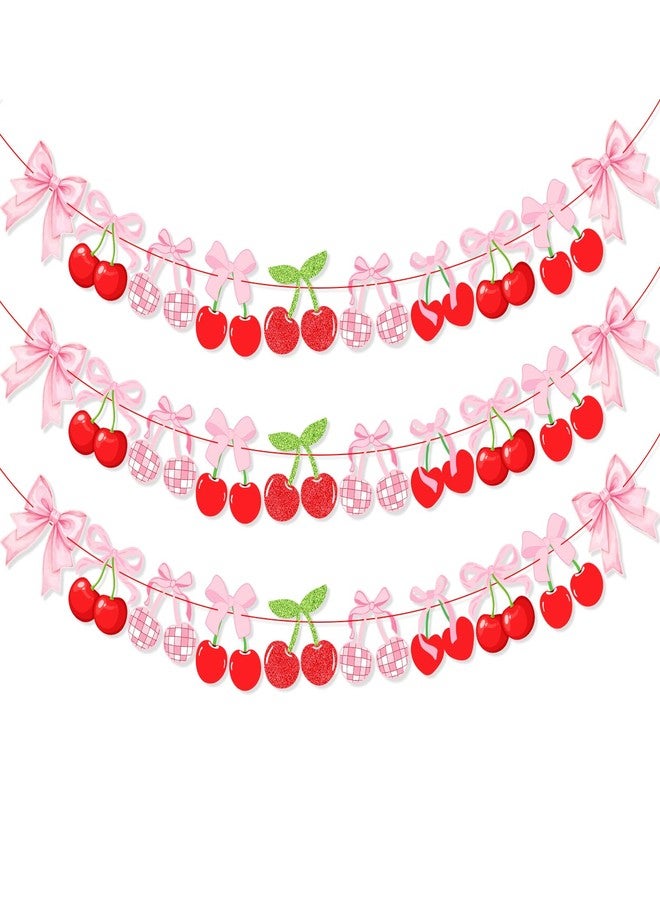 K KUMEED 3 Pcs Cherry Party Decorations,Cherry Garland Decor Cute Cherry Theme Hanging Swirls,Summer Fruit Cherries Party Supplies for Birthday Baby Shower Wedding Bridal Shower - Image 1