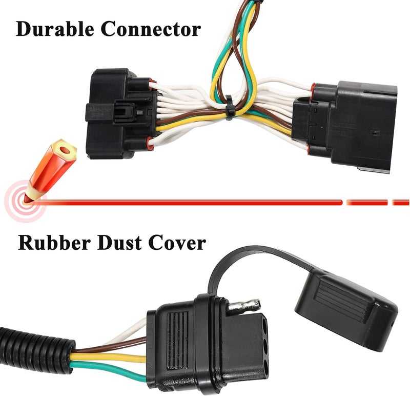 Oyviny Custom 4 Way Flat Trailer Wiring Harness for 2011-2019 Ford Explorer, Plug and Play T-One Connector - Image 4