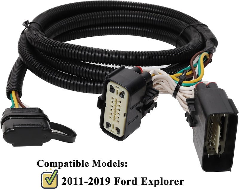 Oyviny Custom 4 Way Flat Trailer Wiring Harness for 2011-2019 Ford Explorer, Plug and Play T-One Connector - Image 2