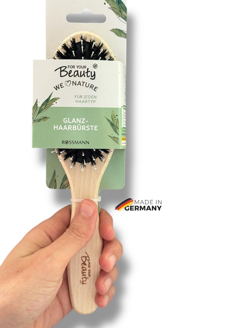 ROSSMANN German Brand, Gloss Hair Brush: Eco-Friendly Beech Wood Brush for Silky, Shiny Hair with Soothing Scalp Massage, ,Paddle Hair brush Care.  - Image 2