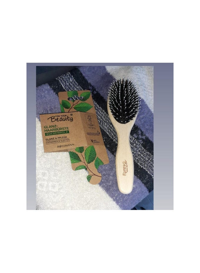 ROSSMANN German Brand, Gloss Hair Brush: Eco-Friendly Beech Wood Brush for Silky, Shiny Hair with Soothing Scalp Massage, ,Paddle Hair brush Care.  - Image 4