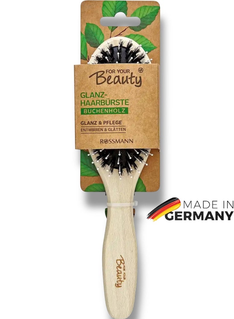 ROSSMANN German Brand, Gloss Hair Brush: Eco-Friendly Beech Wood Brush for Silky, Shiny Hair with Soothing Scalp Massage, ,Paddle Hair brush Care.  - Image 1