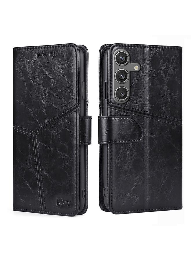 S-TOP Case For Samsung Galaxy S24 5G Geometric Stitching Leather Phone Case - Image 1