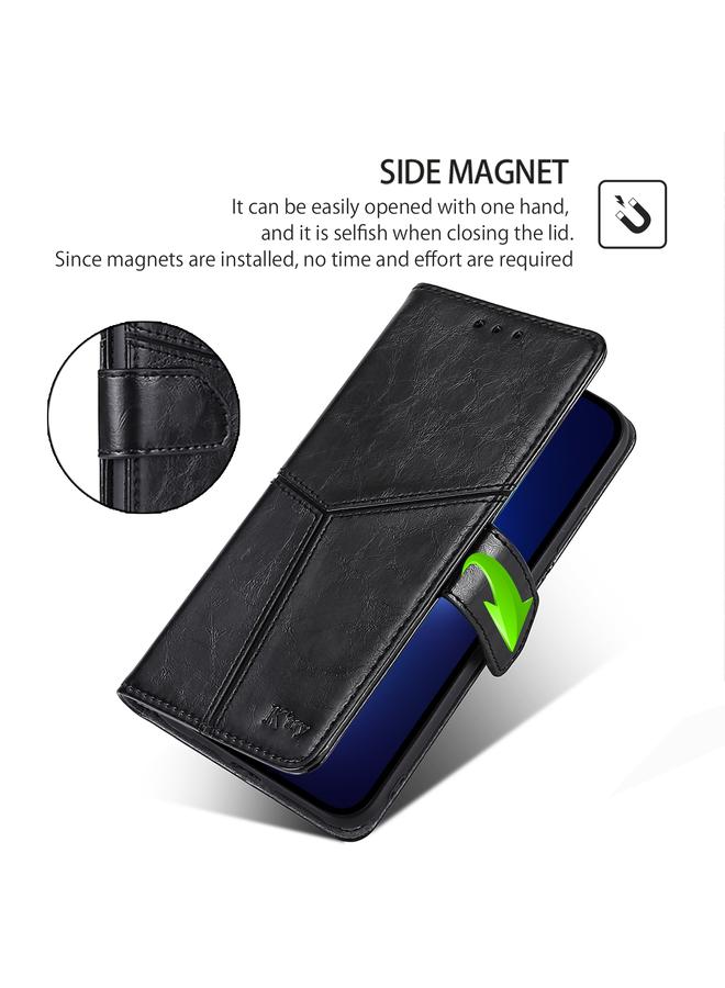 S-TOP Case For Samsung Galaxy S24 5G Geometric Stitching Leather Phone Case - Image 5