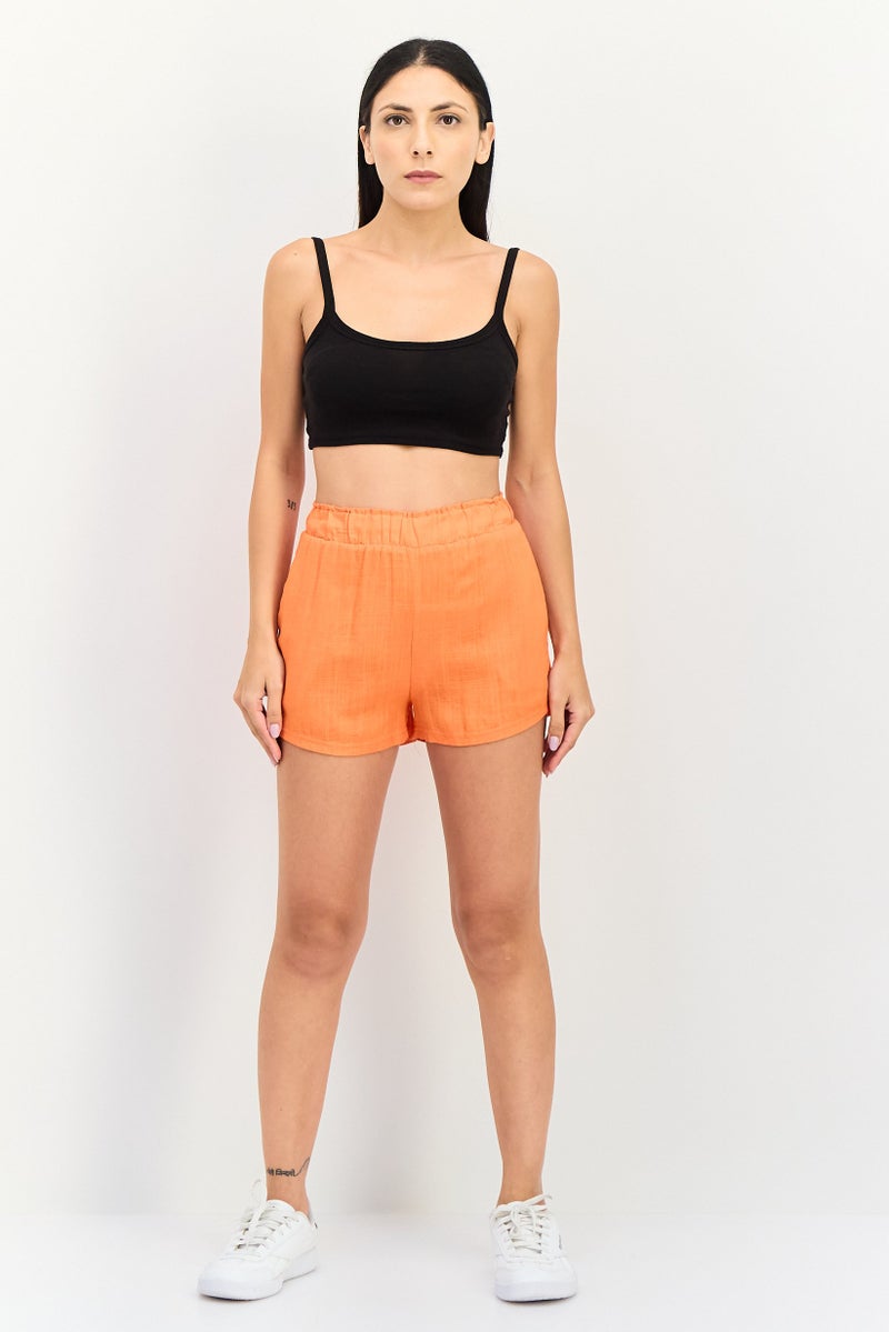 Sinsay Women Plain Basic Shorts, Orange - Image 4