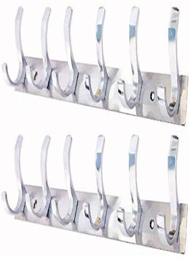 MAP Pack of 3 Stainless Steel Premium FESCUS Dual Edge 6 PIN Cloth .Hanger .Bathroom Wall Door Hooks - Image 2
