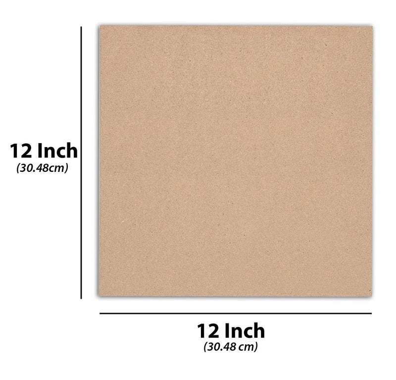 BerryBox 12x12 inch Square MDF Boards A4 Size for Mandala, Lippan, Resin Art & Craft, 3mm Thick - Premium Cardboard Material for Artists, Art and Craft Students (6) - Image 2