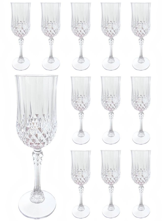LEYIQU Plastic Wine Glasses, Plastic Goblets Vintage Style Cordial Drinking Glasses for Valentine’s Day, Wedding Reception, Grand Event Party Supplies (12, Transparent) - Image 1