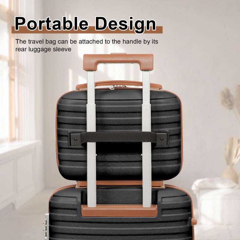Joyway Carry On Luggage 20 Inch Expandable Suitcase with Spinner Wheel, 4 Piece Hard Shell Luggage Set with TSA Lock(Black brown) - Image 3