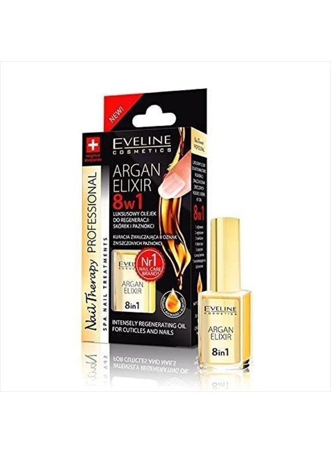 Eveline Argan Elixir 8 in 1 Intensely Regenerating Oil for Cuticles & Nails