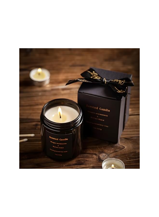 Green Tiger Luxury Scented Soy Wax Candle, 200g, Black Glass Jar with Gift Box, Magic Moments and Relax Time - Image 2