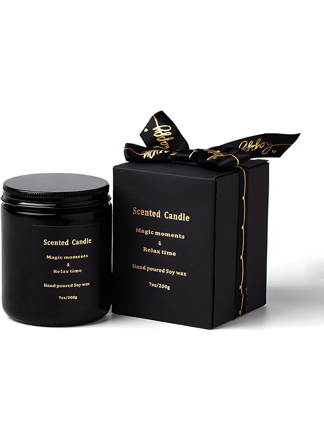 Green Tiger Luxury Scented Soy Wax Candle, 200g, Black Glass Jar with Gift Box, Magic Moments and Relax Time - Image 1