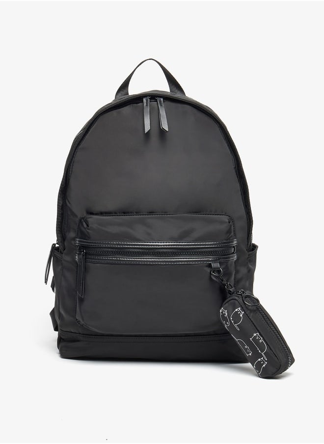 MISSY - Missy Cat Print Backpack with Adjustable Strap and Zip Closure - 10x42x30 cm - Image 1