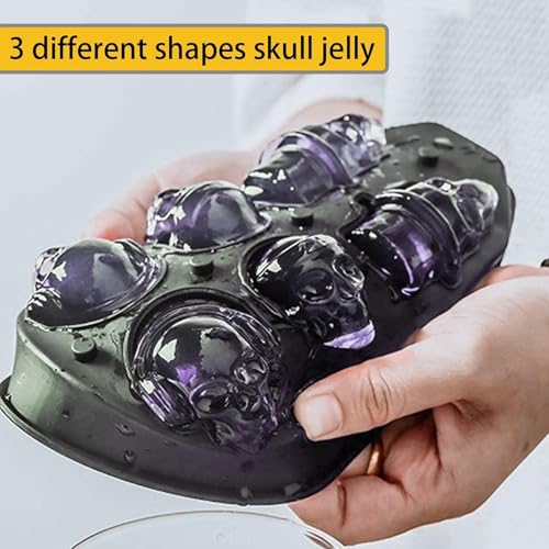 Elvana 3D Skull Ice Cube Trays, Black, BPA-Free Silicone Ice Cubes Mould Tray with Lid, Make Vivid Skulls, Perfect for Whiskey, Cocktail and Any Drink | 6 Cavity - Image 4