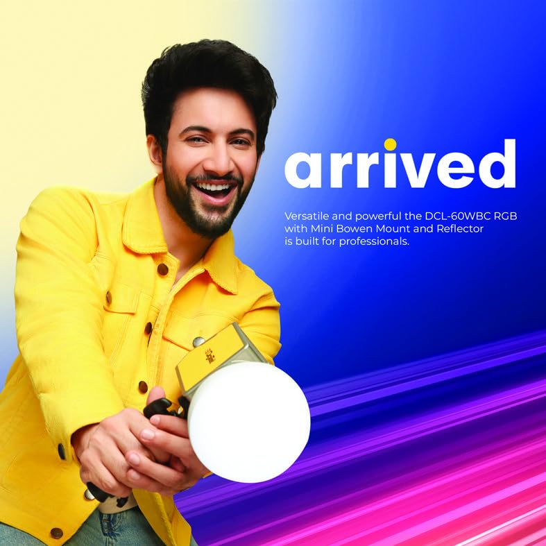 Digitek ® (DCL-60W RGB) ضوء LED مستمر بقوة 60 واط RGB مع قاعدة ميني بوين وعاكس، درجة حرارة اللون 2700K-6500K، 20 وضع تأثيرات، 97+ CRI، سطوع قابل للتعديل من 0-100%، تحكم عبر التطبيق، إضاءة استوديو للتصوير الفوتوغرافي والفيديو. - Image 2