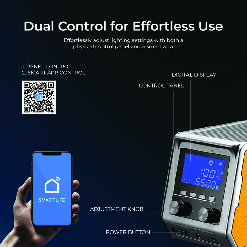 Digitek ® (DCL-60W RGB) ضوء LED مستمر بقوة 60 واط RGB مع قاعدة ميني بوين وعاكس، درجة حرارة اللون 2700K-6500K، 20 وضع تأثيرات، 97+ CRI، سطوع قابل للتعديل من 0-100%، تحكم عبر التطبيق، إضاءة استوديو للتصوير الفوتوغرافي والفيديو. - Image 3