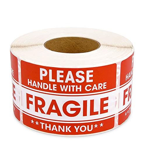 Methdic 2"x 3" Fragile Stickers 500 Labels Per Roll Strong Adhesive (Handle with Care,Do Not Drop,Thank You) Labels for Shipping and Moving - Image 1