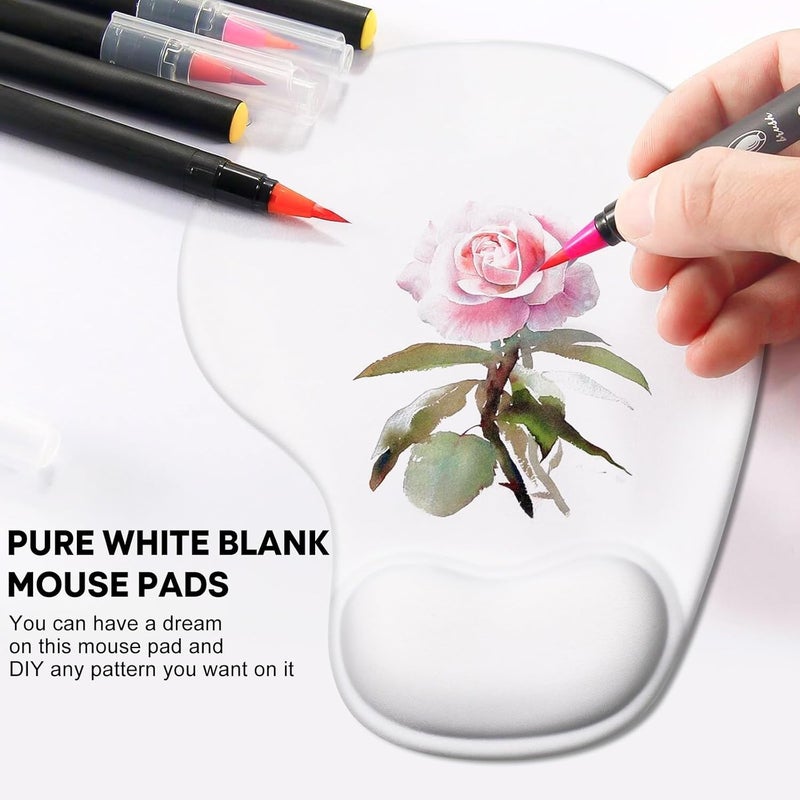 JIKIOU Mouse Pad, 2 Pack Ergonomic Mouse Pads with Comfortable Gel Wrist Rest Support and Smooth Cloth, Non-Slip PU Base for Easy Typing Pain Relief Durable and Easy to Clean Small White - Image 2