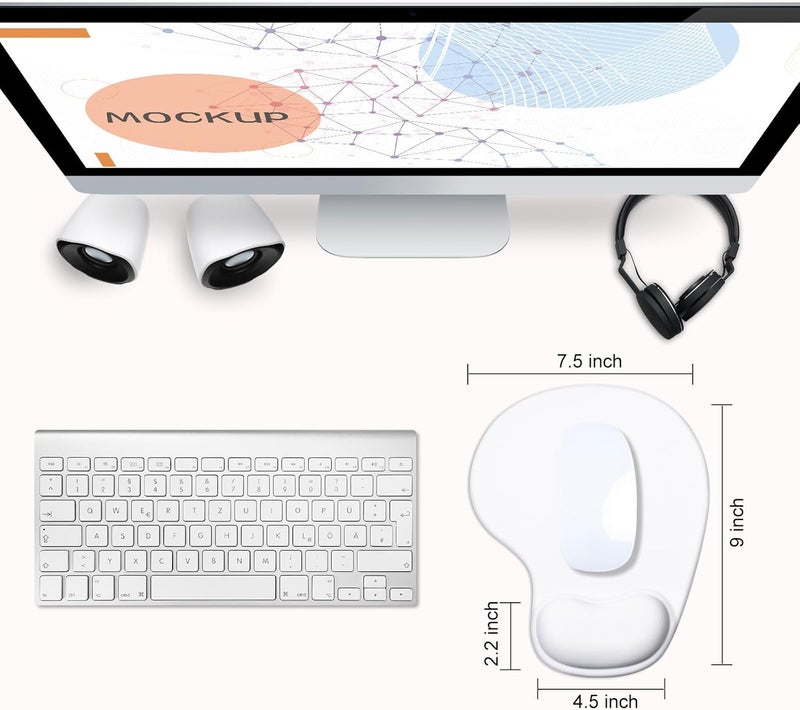 JIKIOU Mouse Pad, 2 Pack Ergonomic Mouse Pads with Comfortable Gel Wrist Rest Support and Smooth Cloth, Non-Slip PU Base for Easy Typing Pain Relief Durable and Easy to Clean Small White - Image 3