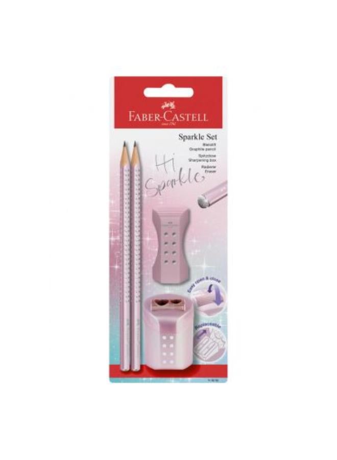 FABER-CASTELL Set Of 2 Sparkle Pencils & 2-Eye Sharpener With Tank & Rubber Set  - Image 2