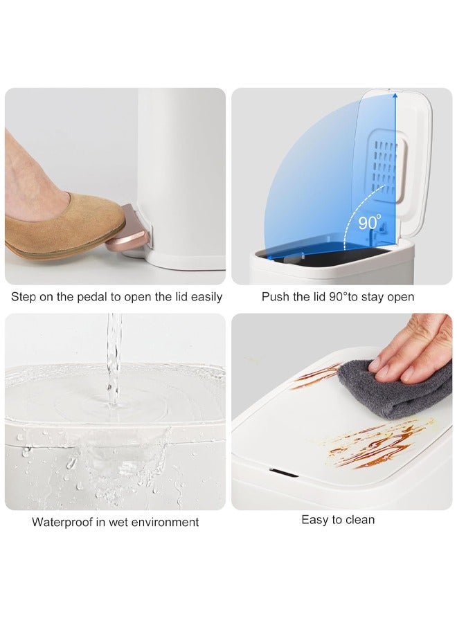 Bukela Stainless Steel Bathroom Trash Can with Lid – 6.5L Compact Metal Garbage Bin, Step Pedal & Removable Inner Bucket, Odor-Proof Slim Design for Toilet, Office, Bedroom - Image 3