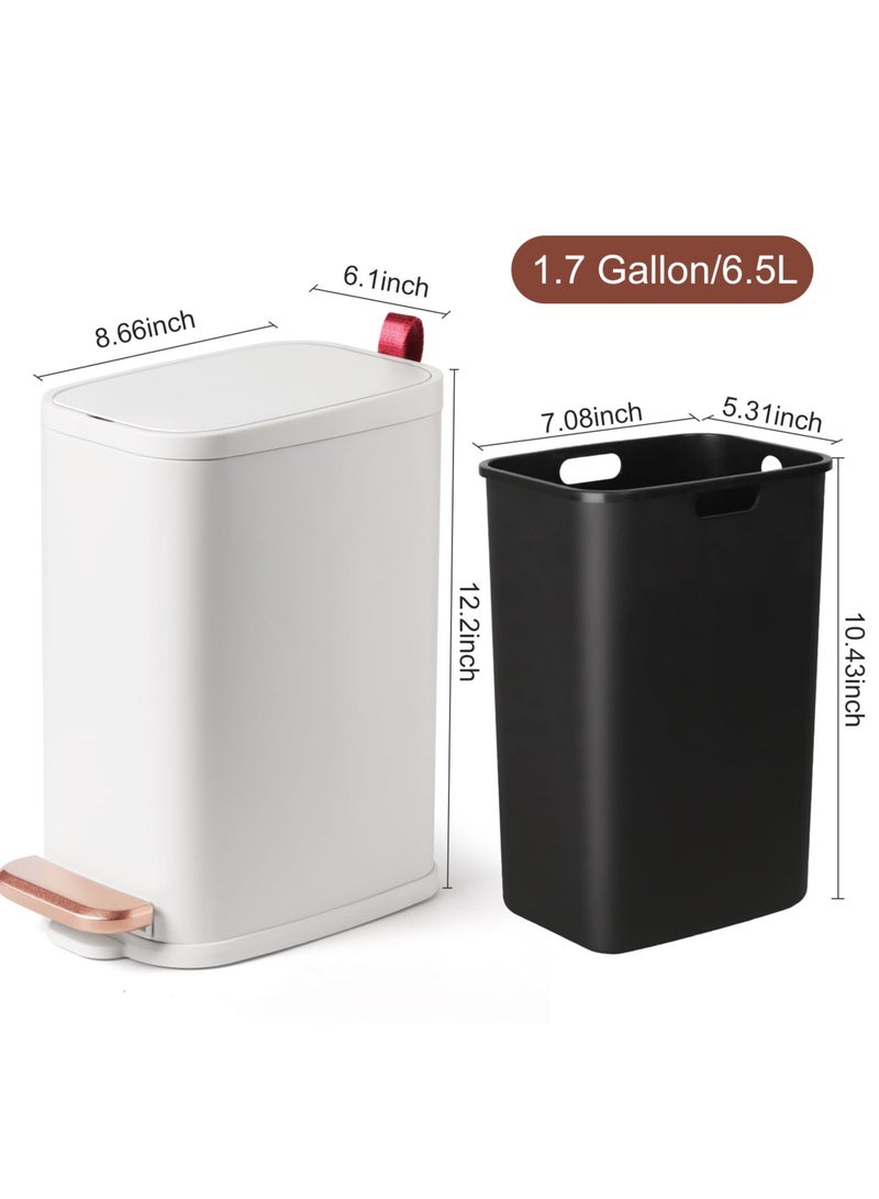Bukela Stainless Steel Bathroom Trash Can with Lid – 6.5L Compact Metal Garbage Bin, Step Pedal & Removable Inner Bucket, Odor-Proof Slim Design for Toilet, Office, Bedroom - Image 5