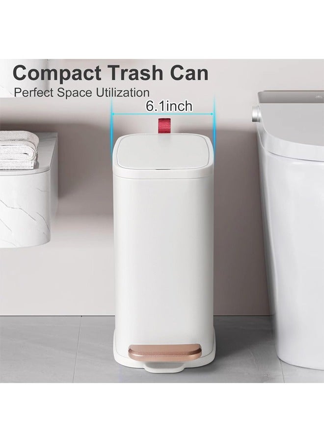 Bukela Stainless Steel Bathroom Trash Can with Lid – 6.5L Compact Metal Garbage Bin, Step Pedal & Removable Inner Bucket, Odor-Proof Slim Design for Toilet, Office, Bedroom - Image 2
